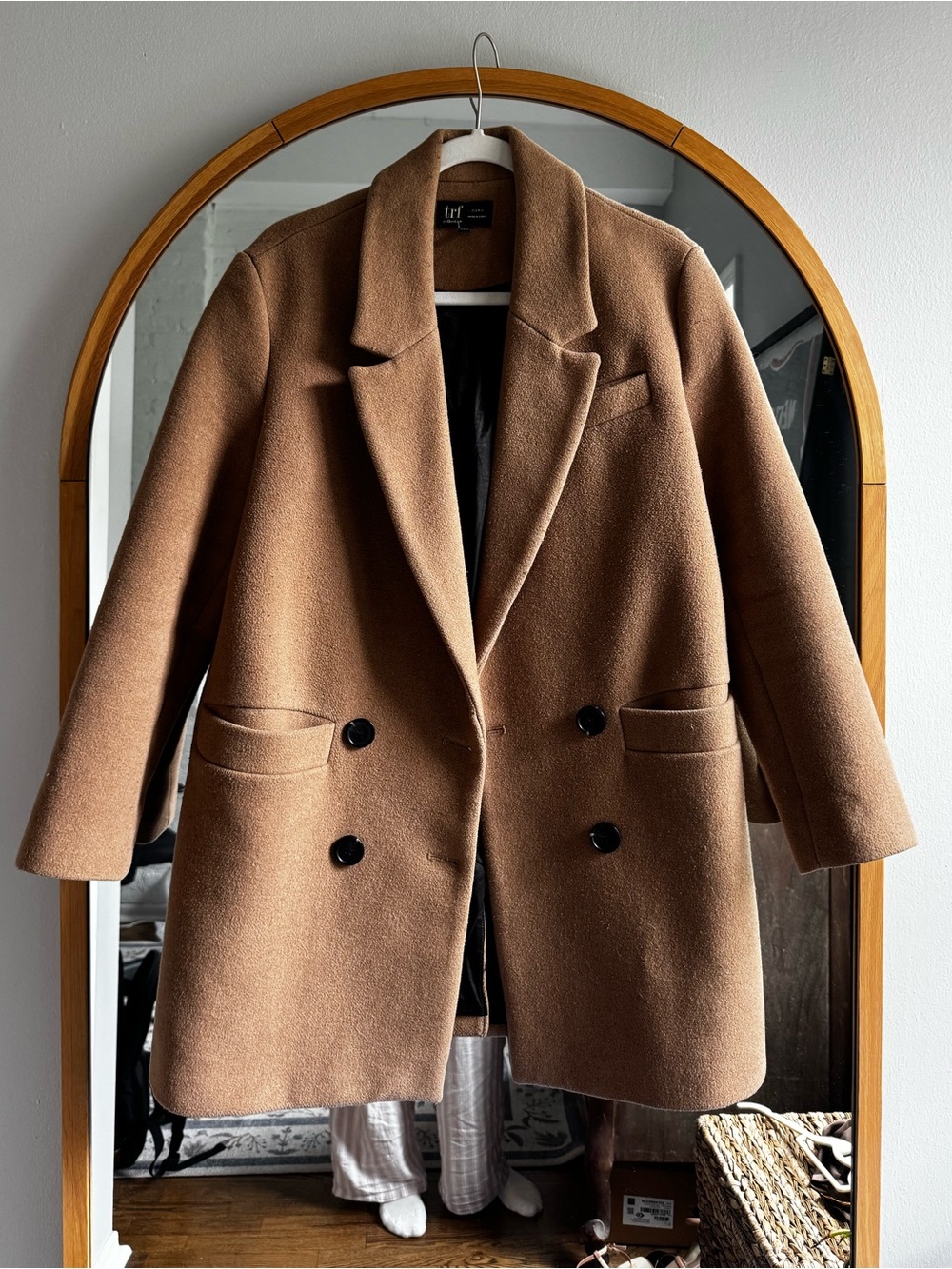 Zara TRF Camel/Tan Wool-Blend Coat
